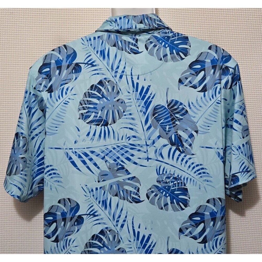 Walter Hagen Shirt Mens Large Golf Polo Blue Palm Floral 11 Majors Hawaiian - Picture 6 of 10